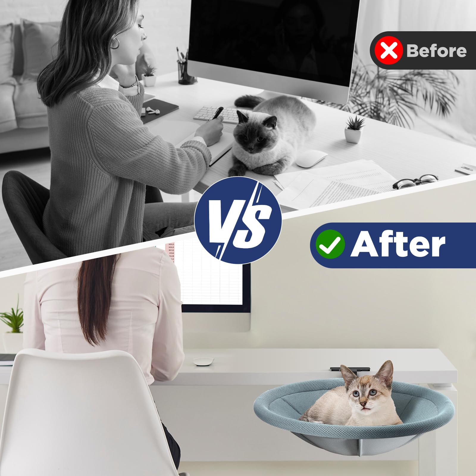 AIPERRO Foldable Cat Desk Bed folded design slides flat for compact storage in small rooms.