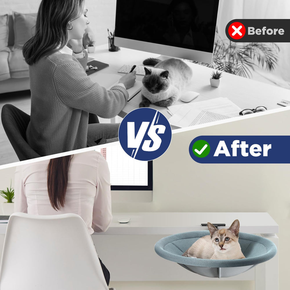 AIPERRO Foldable Cat Desk Bed folded design slides flat for compact storage in small rooms.