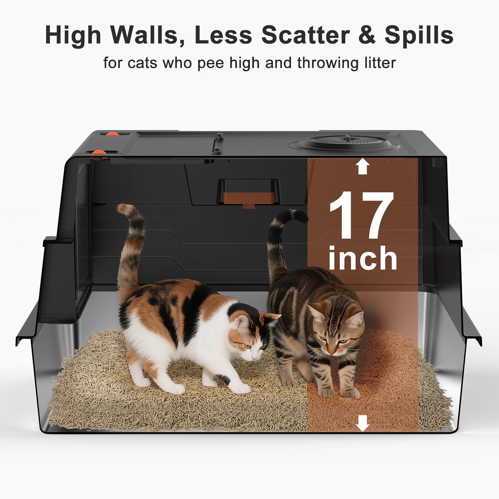 AIPERRO giant XXXL litter box with high sides supports multiple cats.