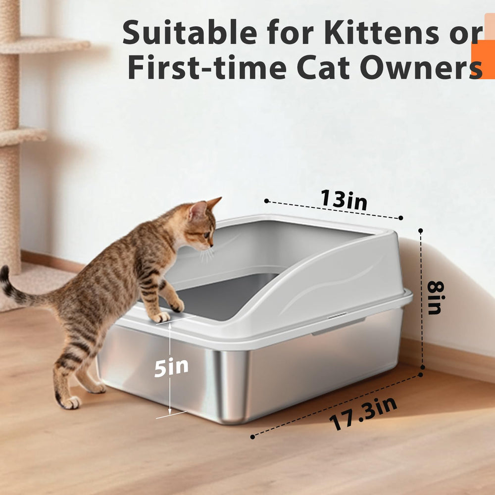 AIPERRO metal kitty litter box for small cats with durable, rust-proof construction.