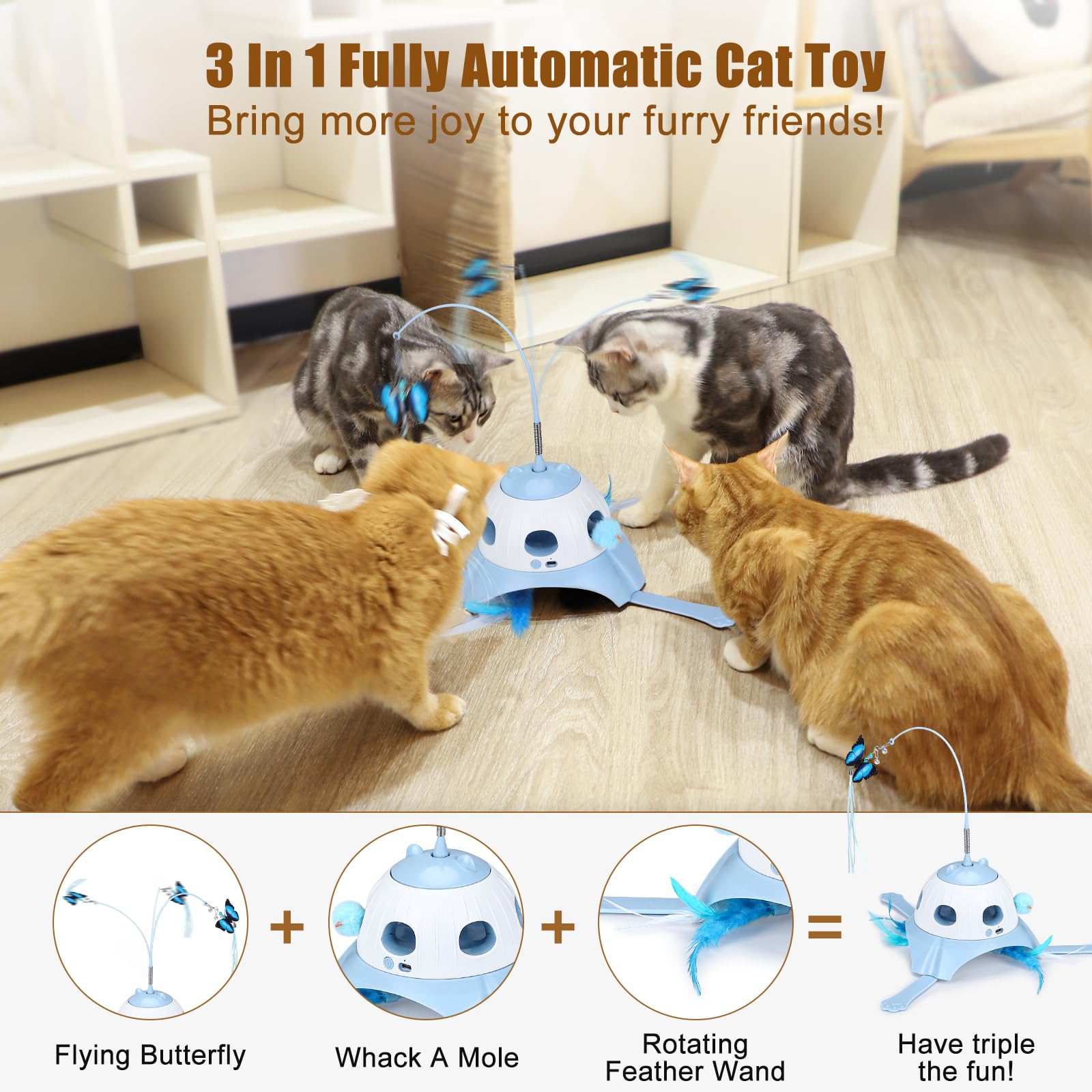 AIPERRO whack-a-mole holes play image demonstrates popping targets for interactive play and hunting instincts.