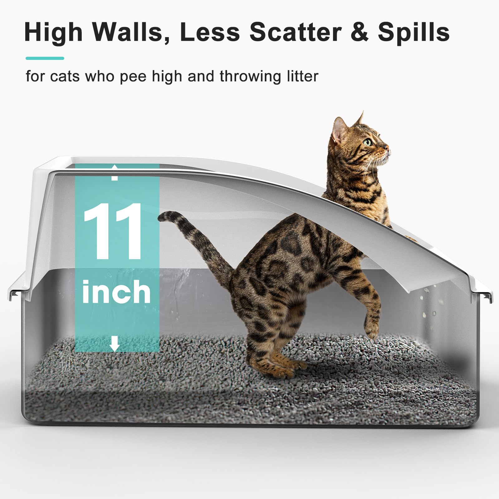 AIPERRO stainless steel litter box 2pack lid view shows enclosed privacy and reduced litter spray