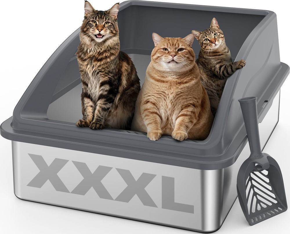 Aiperro stainless steel litter box extralarge highlights durability for big cats and multi-cat homes.