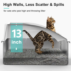 AIPERRO 14-inch high-sides litter box prevents spills during busy moments