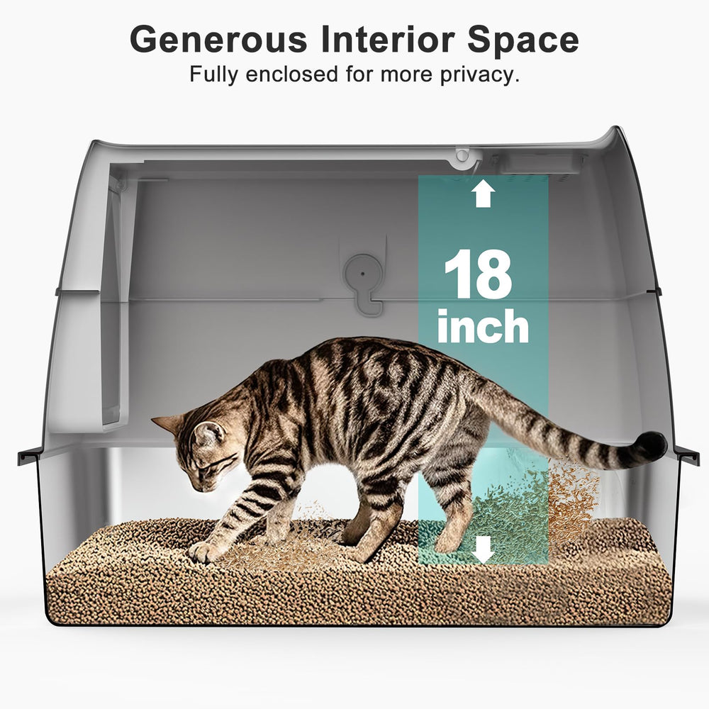 AIPERRO XL cat litter box entry, large opening for big cats with comfortable access.