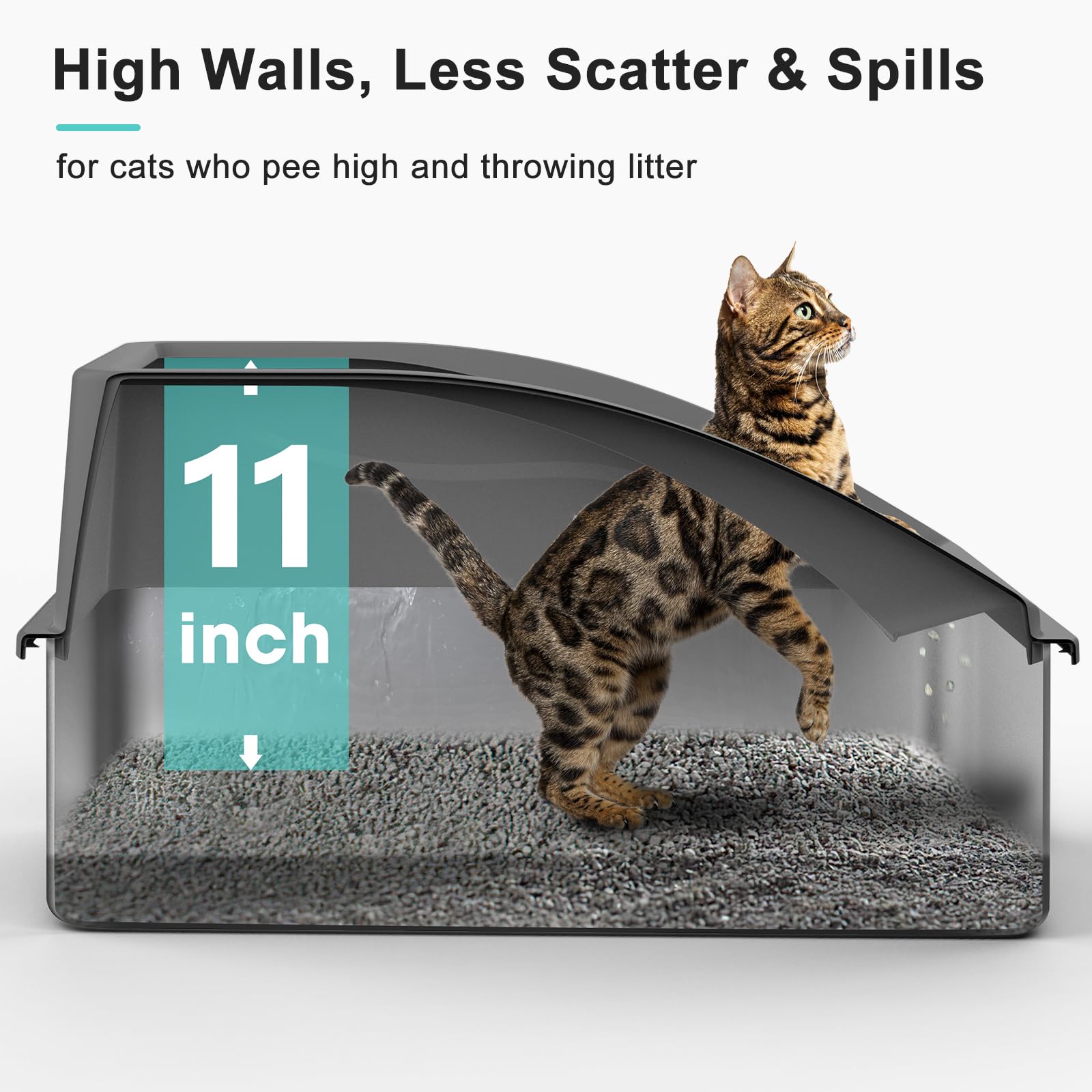 AIPERRO XL litter box interior showcases rust-proof stainless steel and easy cleaning.