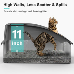 AIPERRO XL litter box interior showcases rust-proof stainless steel and easy cleaning.