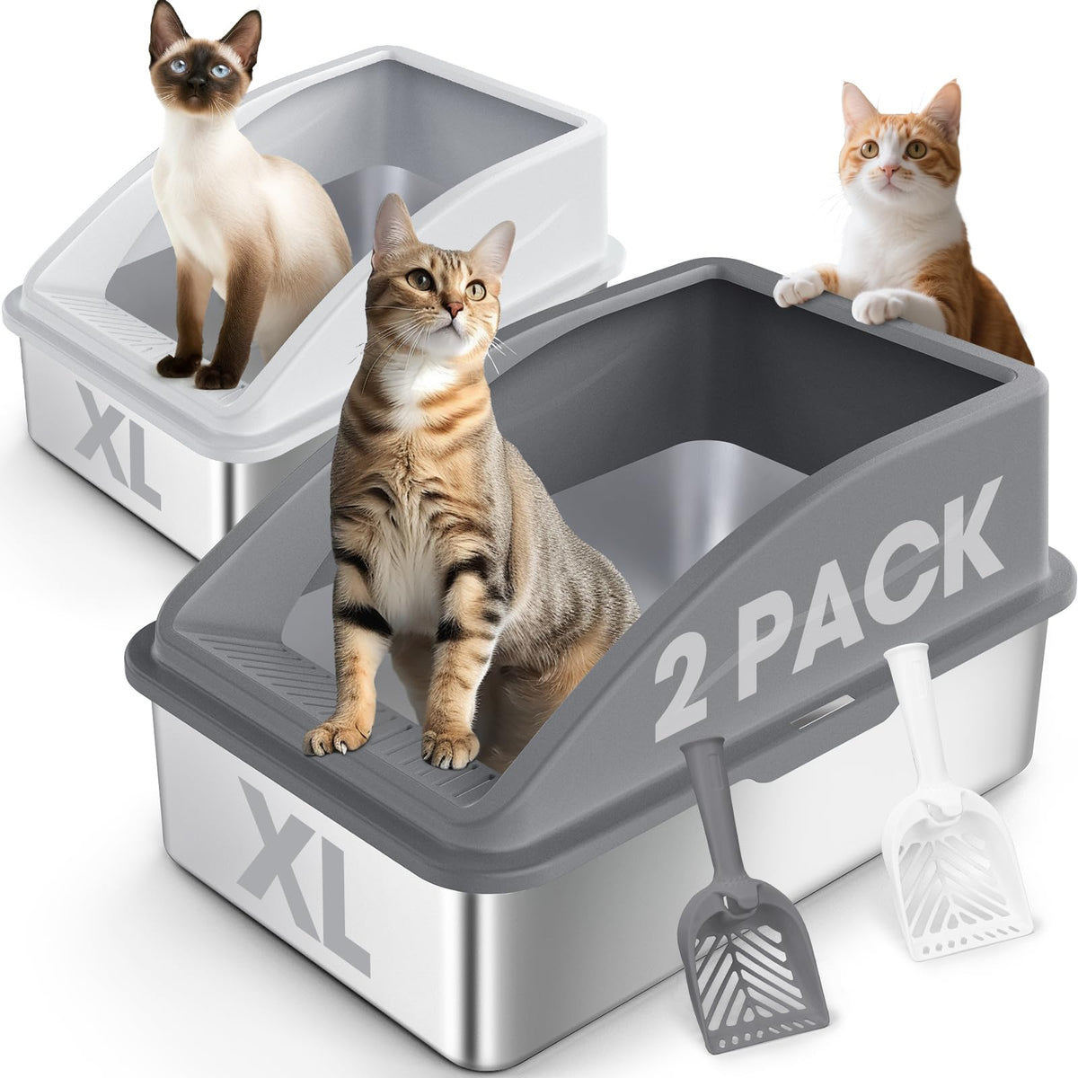 AIPERRO XL litter box top cover reduces scatter and adds privacy.
