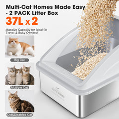 AIPERRO xl size litter box 23 by 15 by 11 inches supports large cats and multi-cat homes