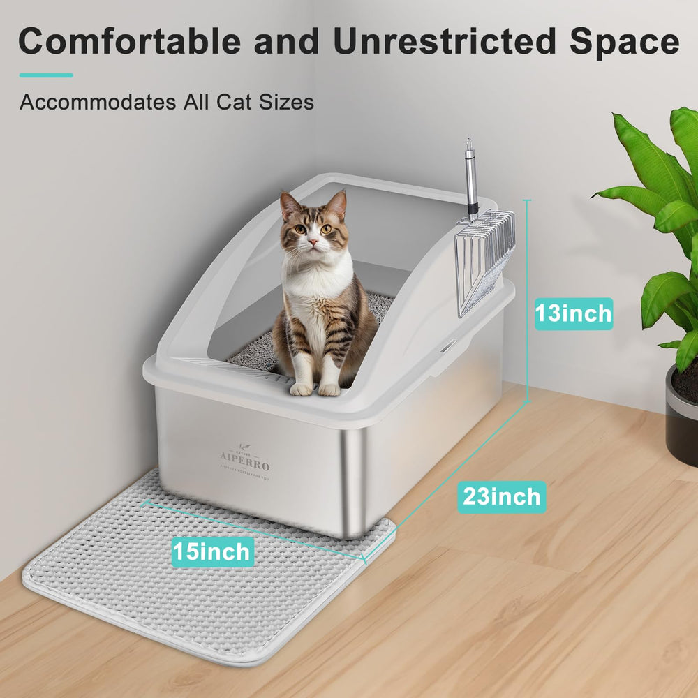 AIPERRO XXL stainless box interior helps accommodate 2–3 cats