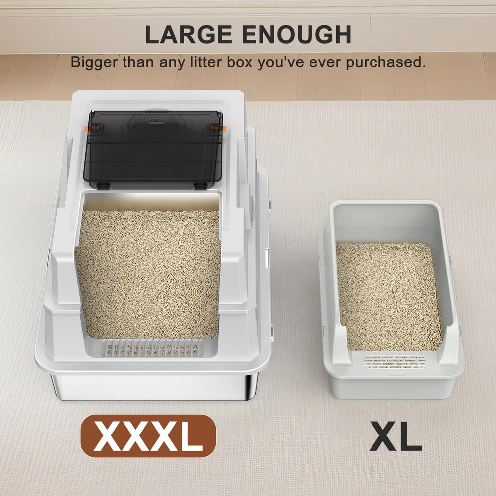 AIPERRO XXXL litter box with high sides helps multi-cat households stay tidy.