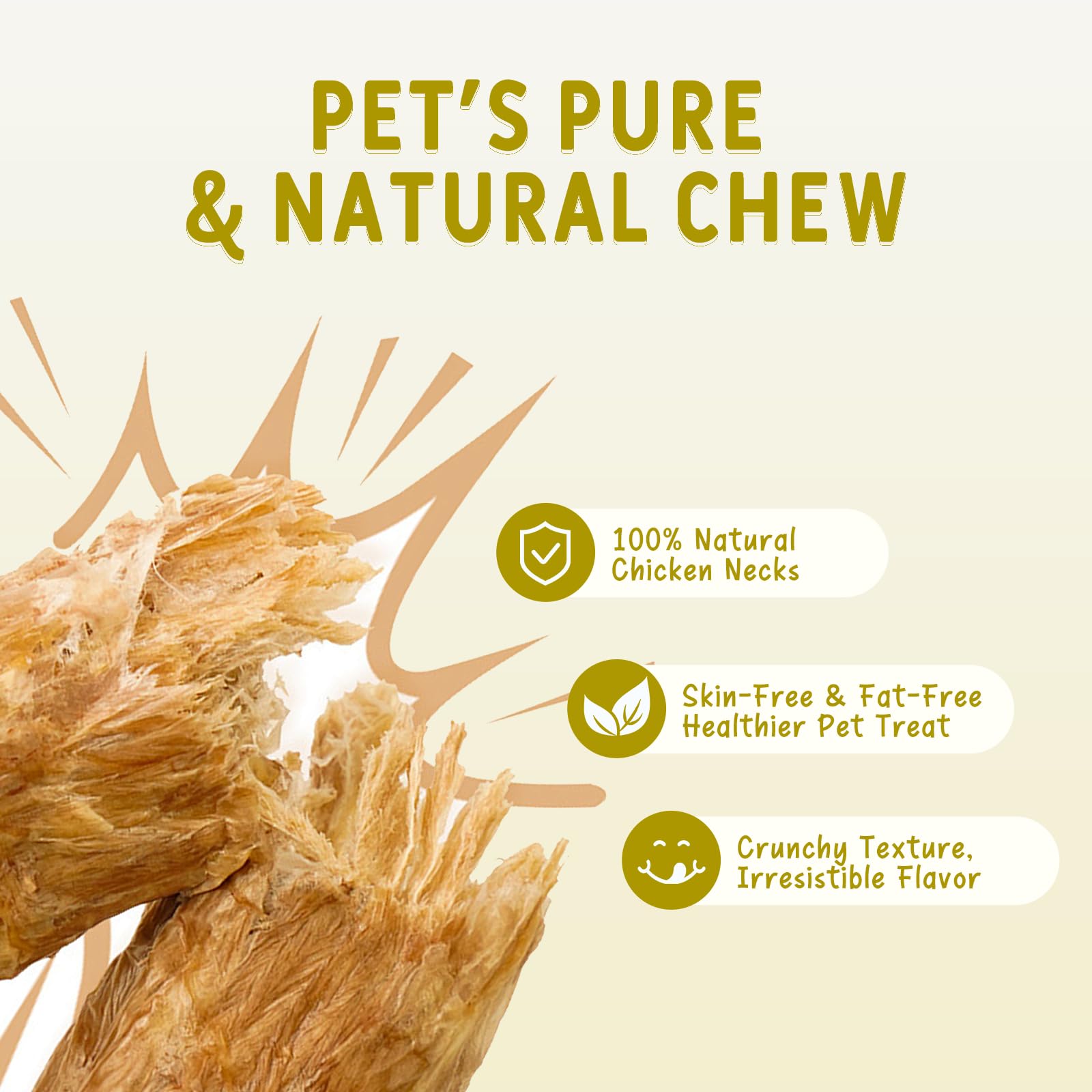AIPETI single-ingredient chicken necks treats packaging—clean ingredient statement
