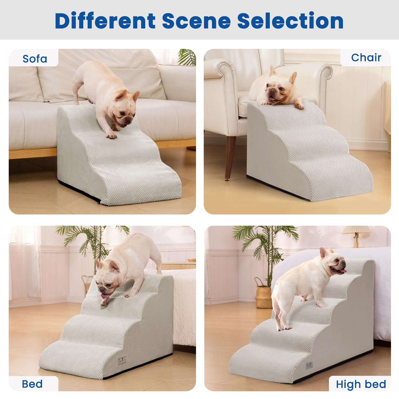 Airpanda dog stairs non-slip bottom on floor demonstrates secure footing.