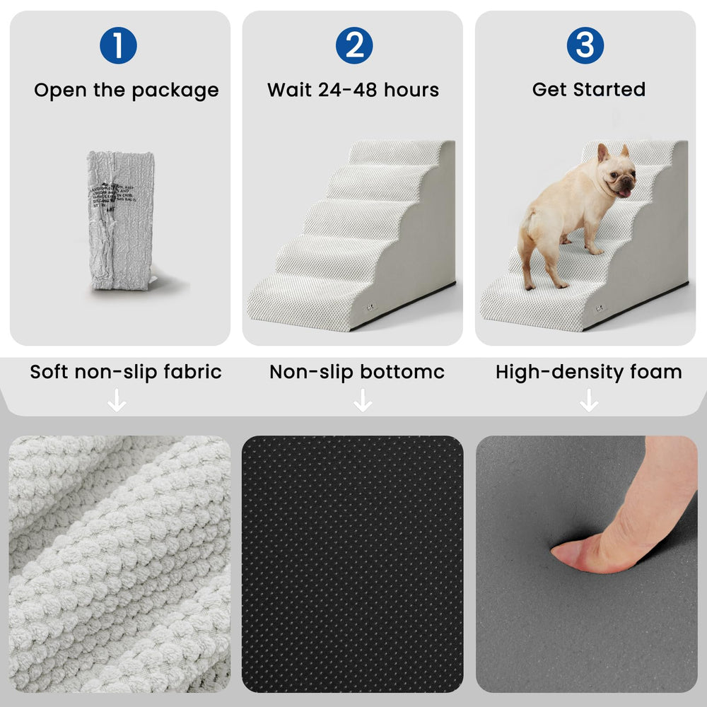 Airpanda dog stairs removable cover shown, easy to wash between uses.