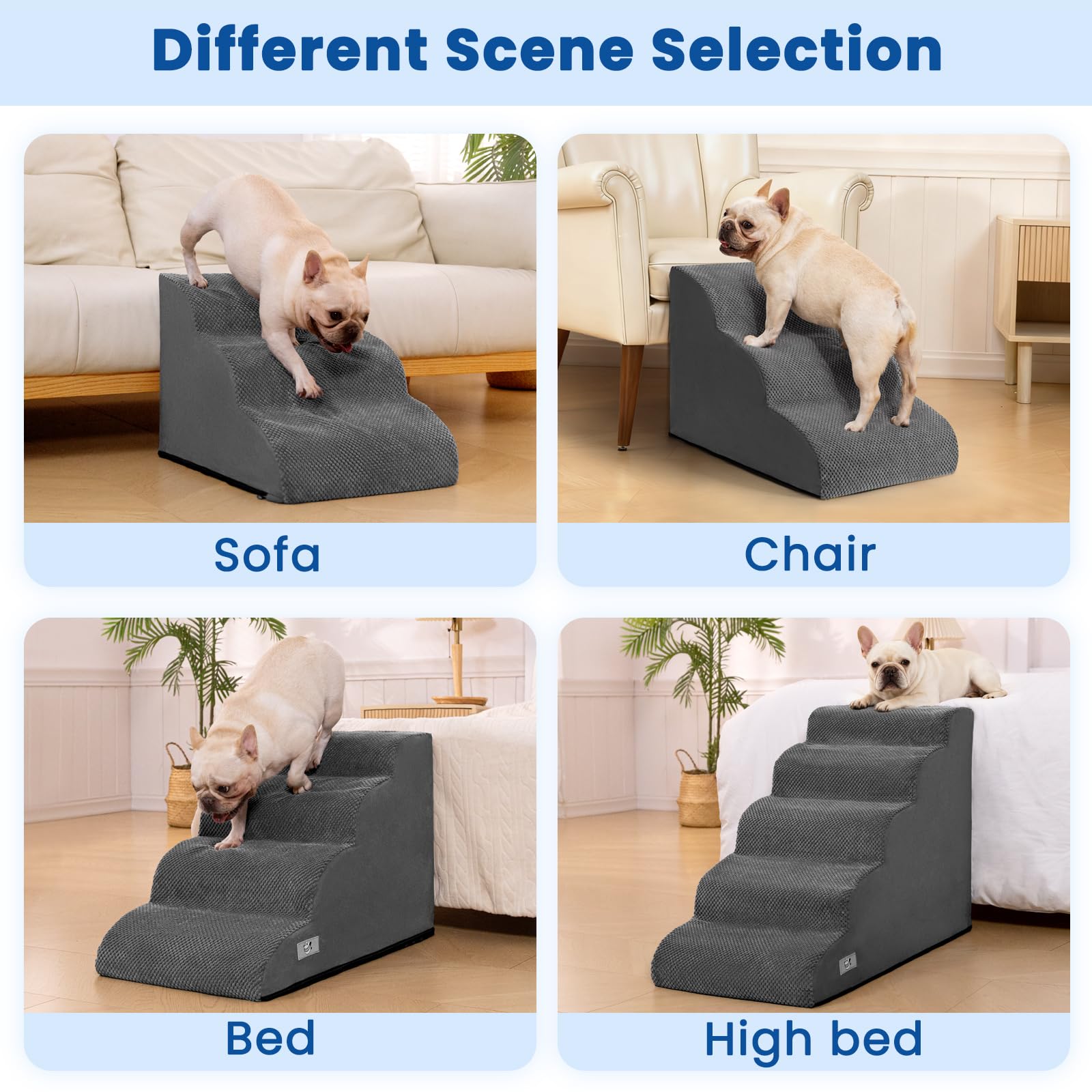 Airpanda dog steps 4-step height supports medium bed climbing.