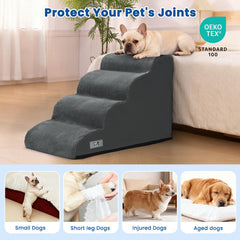 Airpanda dog steps 5-step height accommodates high beds safely.