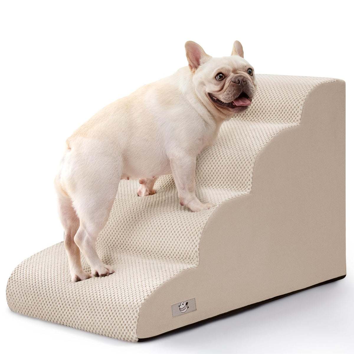 Airpanda dog steps bed side view; sturdy, easy-climb for small dogs