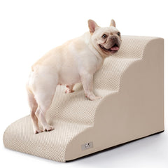 Airpanda dog steps bed side view; sturdy, easy-climb for small dogs