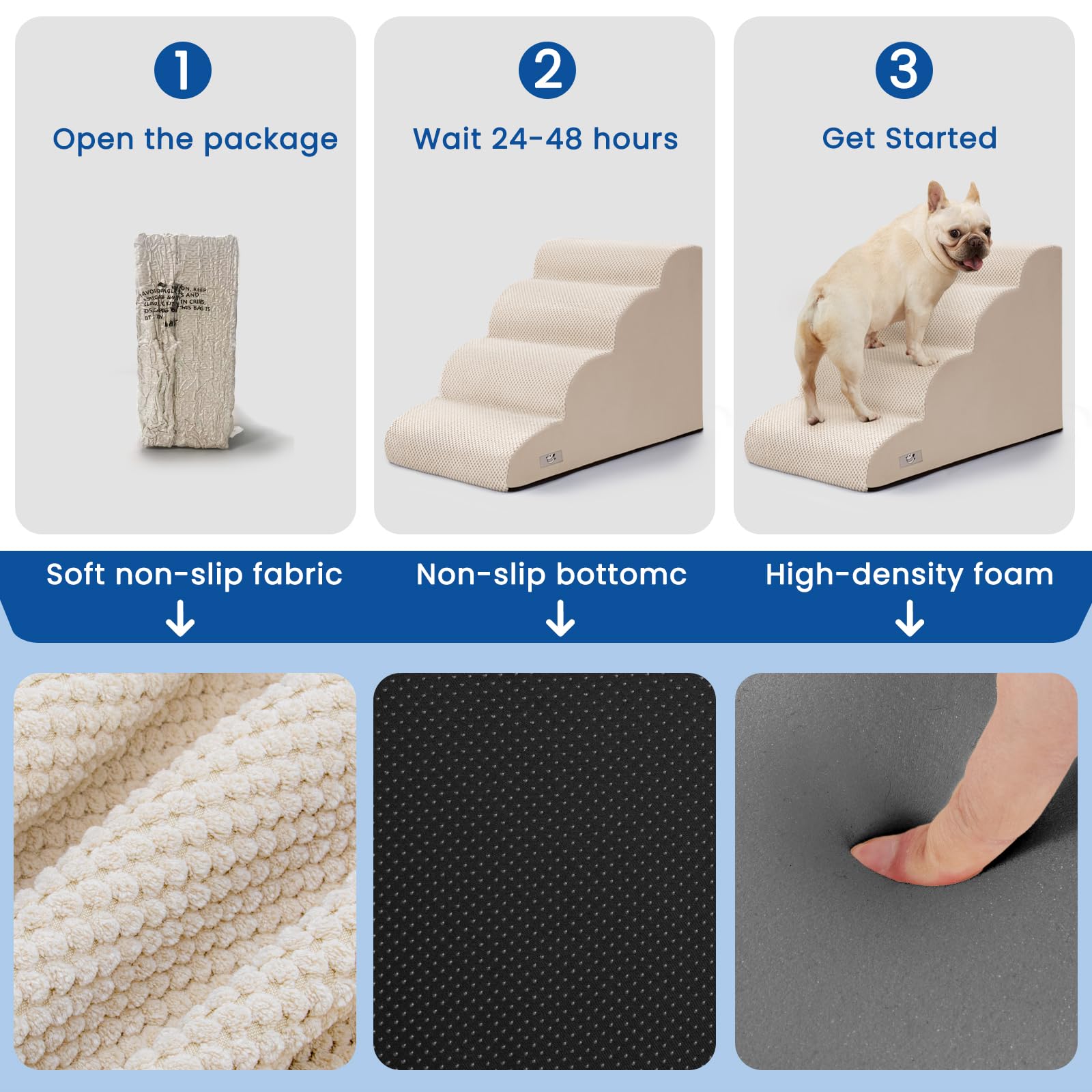 Airpanda dog steps height-options; available in 3, 4, and 5-step variants