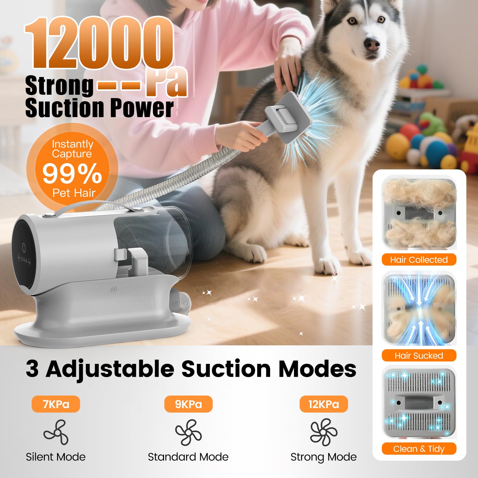 AIRROBO PG100 Plus with clipper attachment for at-home professional grooming