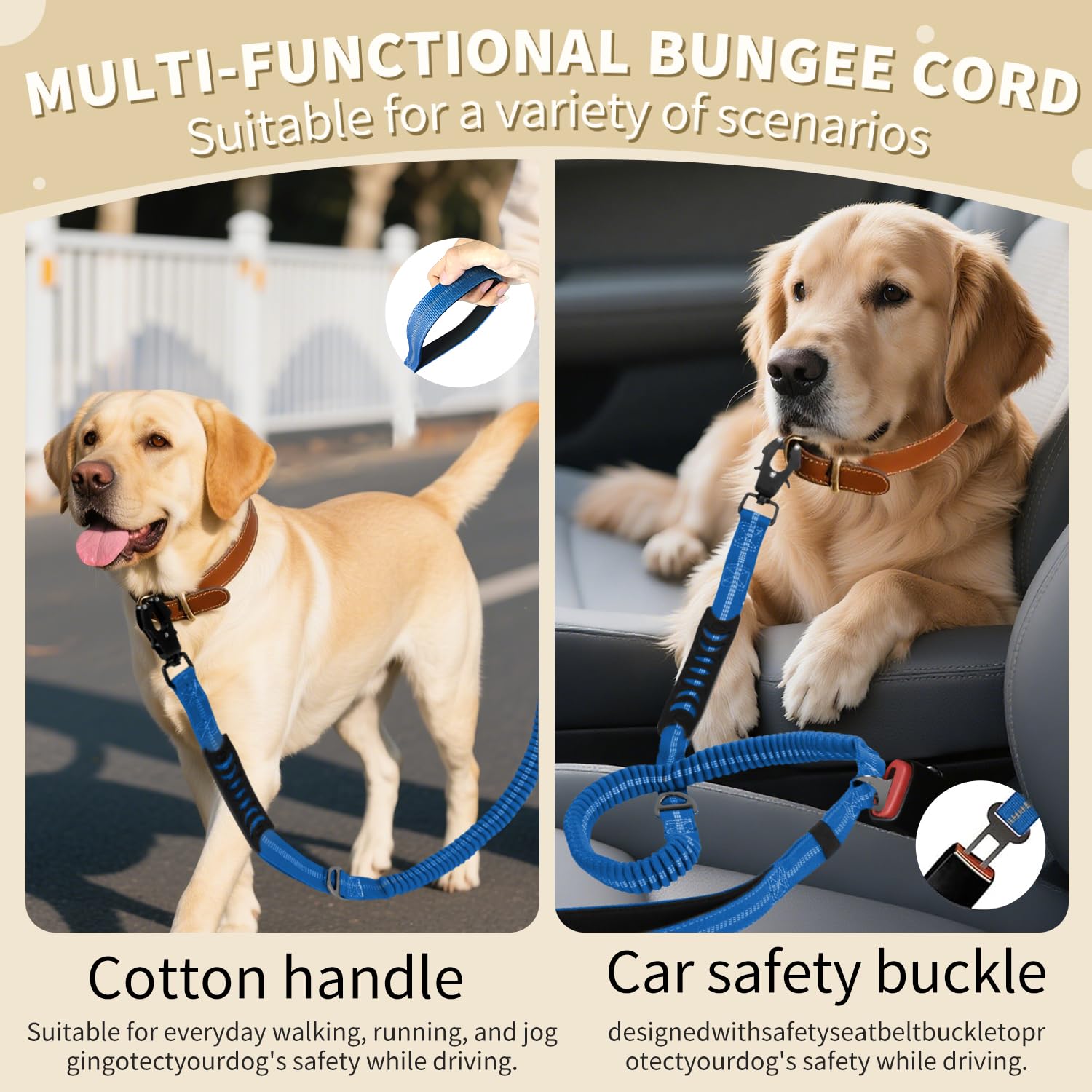 AIRUIDOG leash highlighting dual grip points for versatile handling.