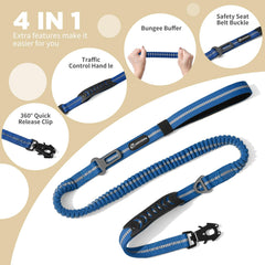 AIRUIDOG leash with reflective threads visible at night for safety.