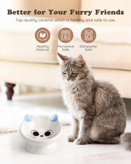 AISBUGUR ceramic cat bowl with sturdy base stays stable while cats eat.