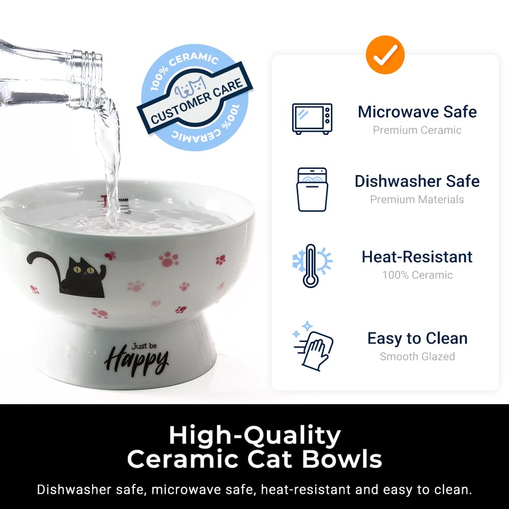 AISBUGUR raised cat bowl pink designed for durable, high-temperature porcelain.