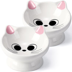 AISBUGUR raised cat bowl pink front-tilt 15deg for comfortable feeding.
