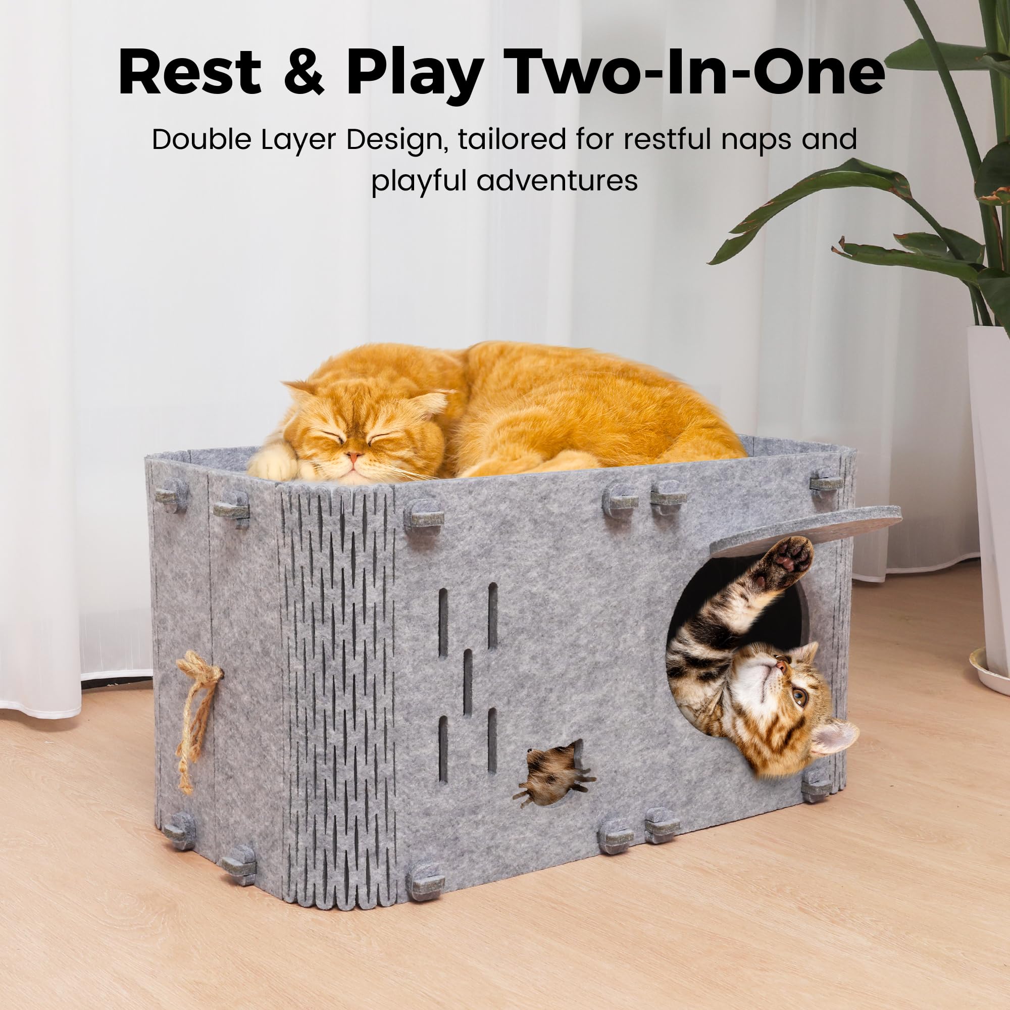 Aitmexcn cat house multi-pet-design creates private zones for several cats.