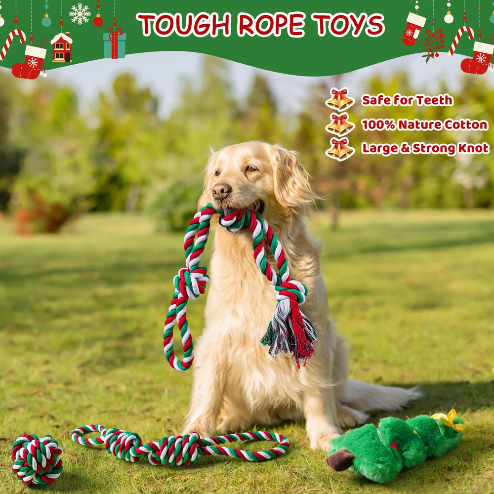 Aitmexcn Christmas dog rope set uses durable cotton for long-lasting play