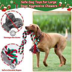 Aitmexcn Christmas dog rope toys set squeaky plush toy sparks playful engagement