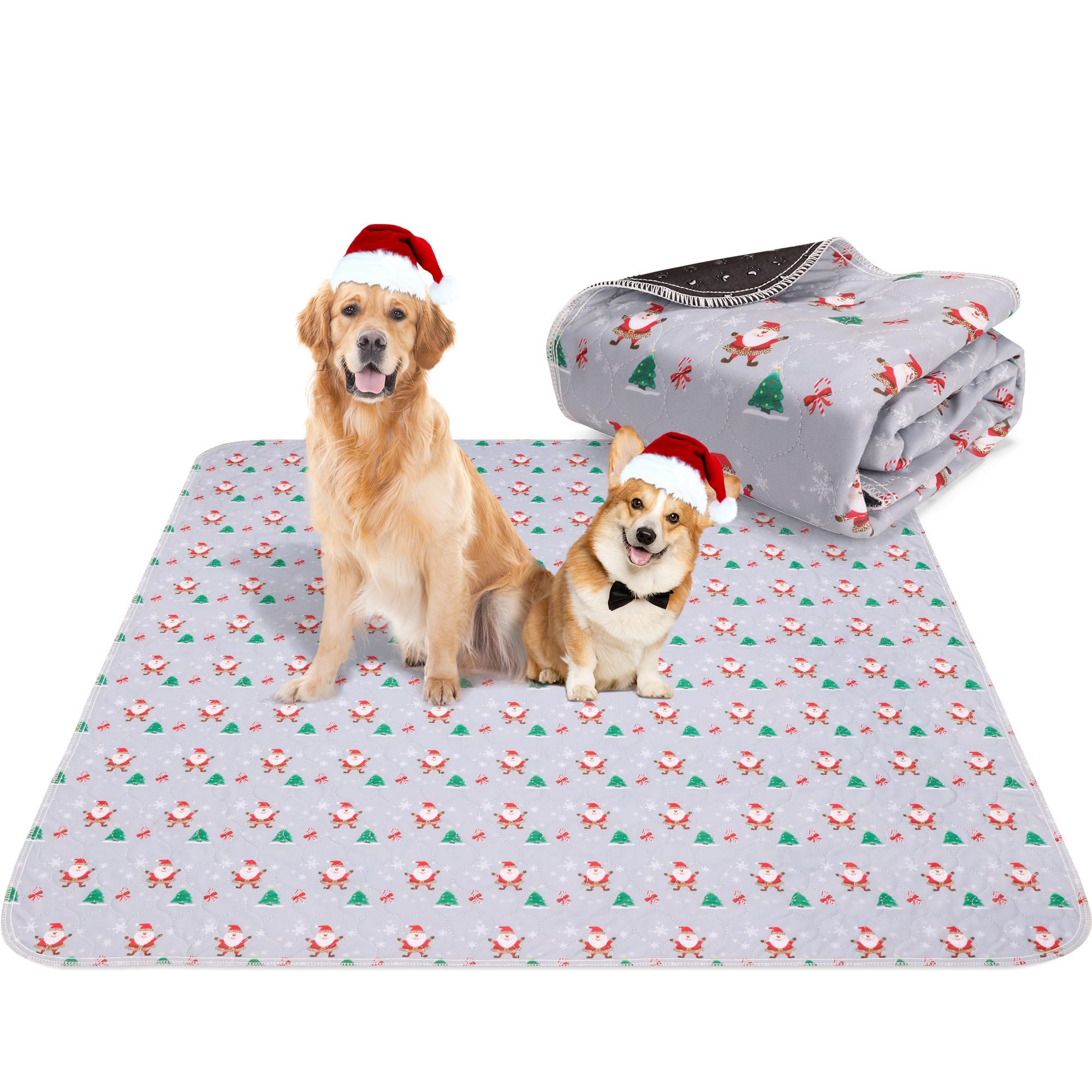 Aitmexcn Christmas washable dog pad 2-pack in crates for leakproof training.