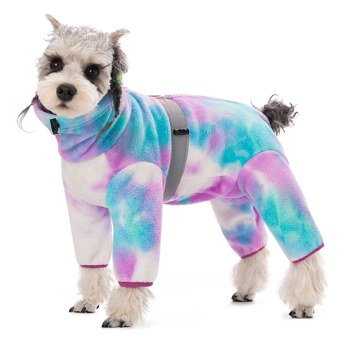 AITOLI polar fleece coat front view, warm cozy winter wear for small dogs.