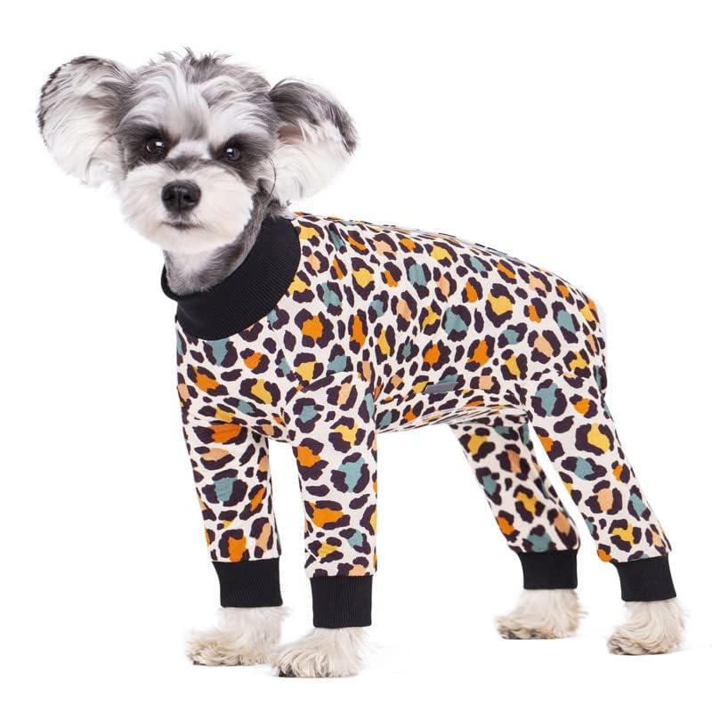 AITOLI dog-striped recovery suit back view with durable snap closure