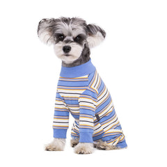 AITOLI dog-striped-recovery-suit back view provides full coverage to reduce hair mess