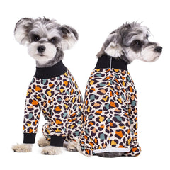 AITOLI dog-striped recovery suit button detail demonstrates sturdy snap closure