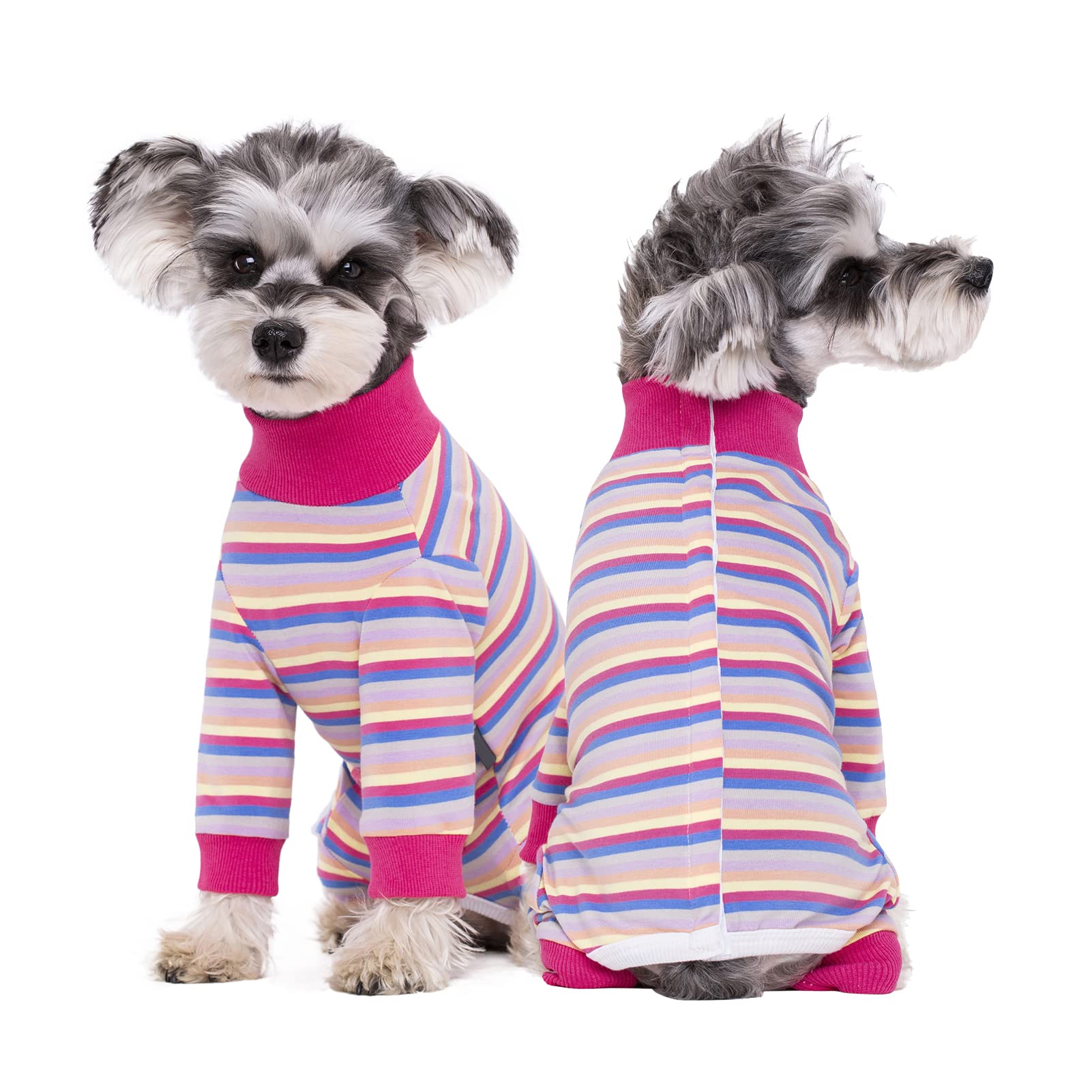 AITOLI Dog Striped Recovery Suit close-up button with durable snap design