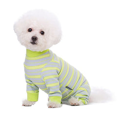 AITOLI Dog Striped Recovery Suit green side view highlighting breathable fabric