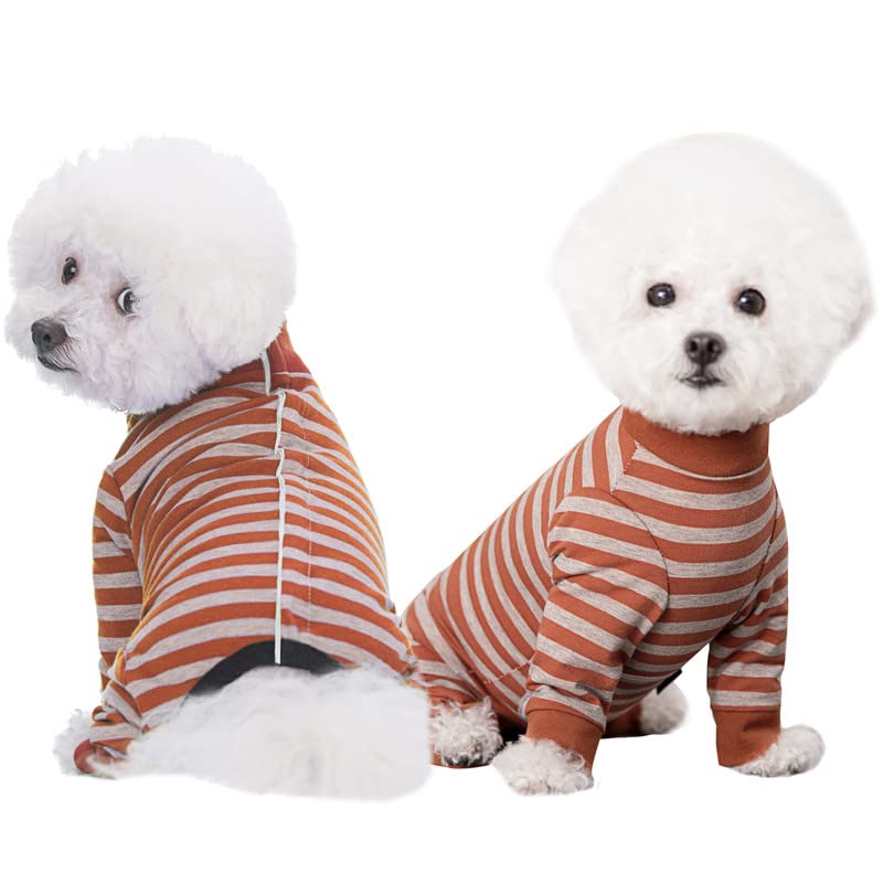 AITOLI dog striped recovery suit long sleeve design protects hair and wounds