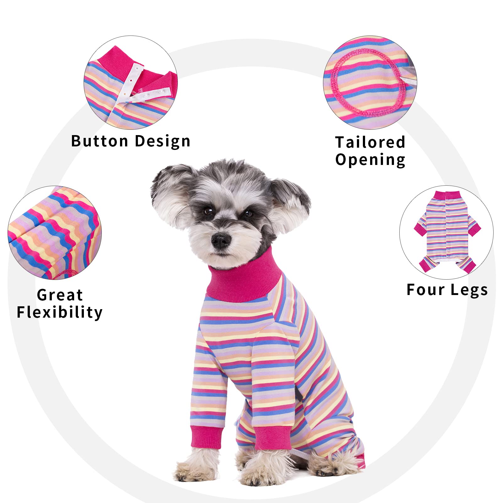 AITOLI Dog Striped Recovery Suit on-model at home for everyday protection