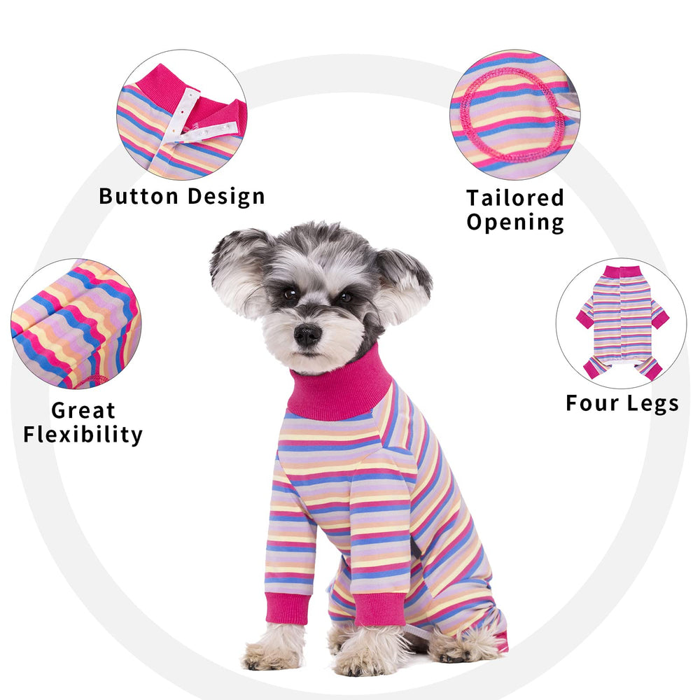 AITOLI Dog Striped Recovery Suit on-model at home for everyday protection