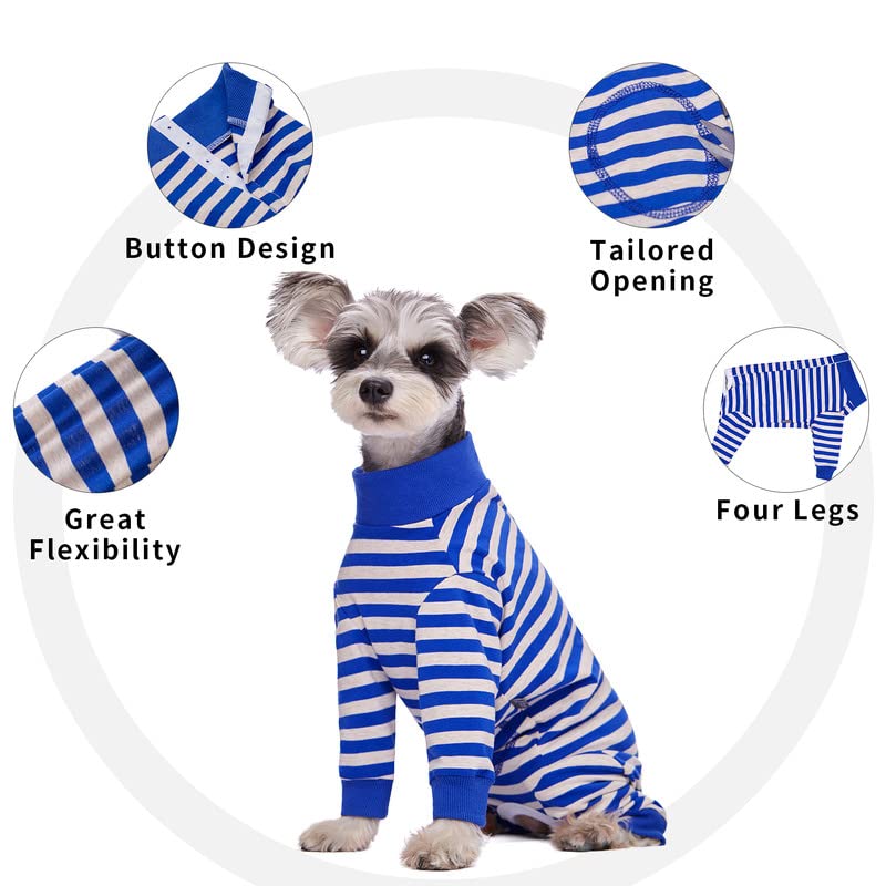 AITOLI dog-striped-recovery-suit size-chart reference helps choose correct chest and length.