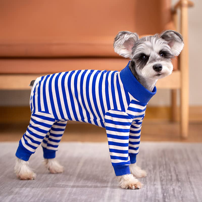 AITOLI dog-striped-recovery-suit wearer side shows secure, adjustable fit during daily routines.