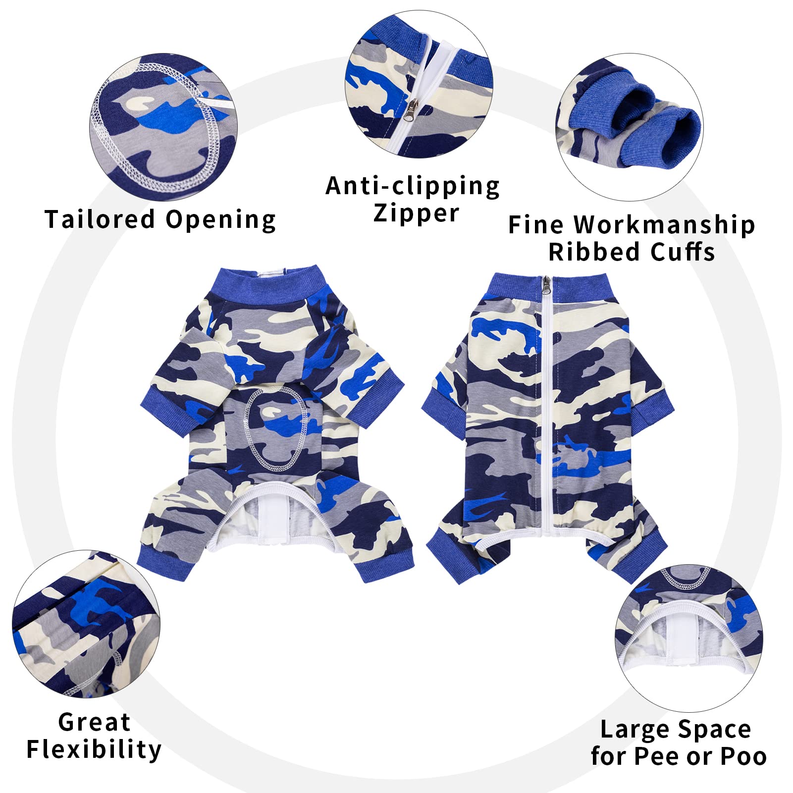 AITOLI dog surgery recovery suit long-sleeve fit covers hair and allows comfortable movement.