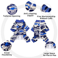 AITOLI dog surgery recovery suit long-sleeve fit covers hair and allows comfortable movement.