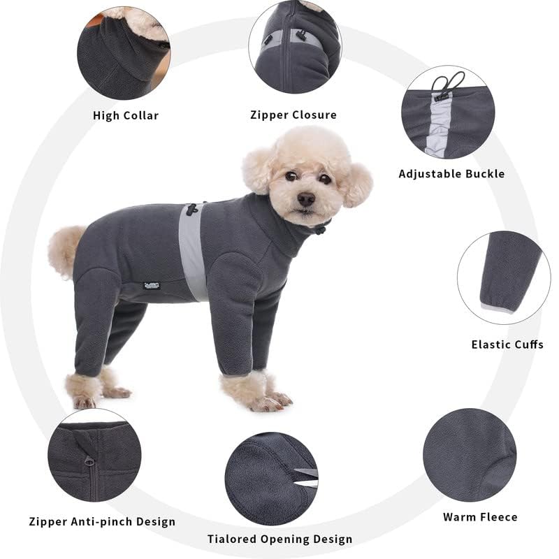 AITOLI Polar Fleece Dog Pajamas packaging shows size range options.