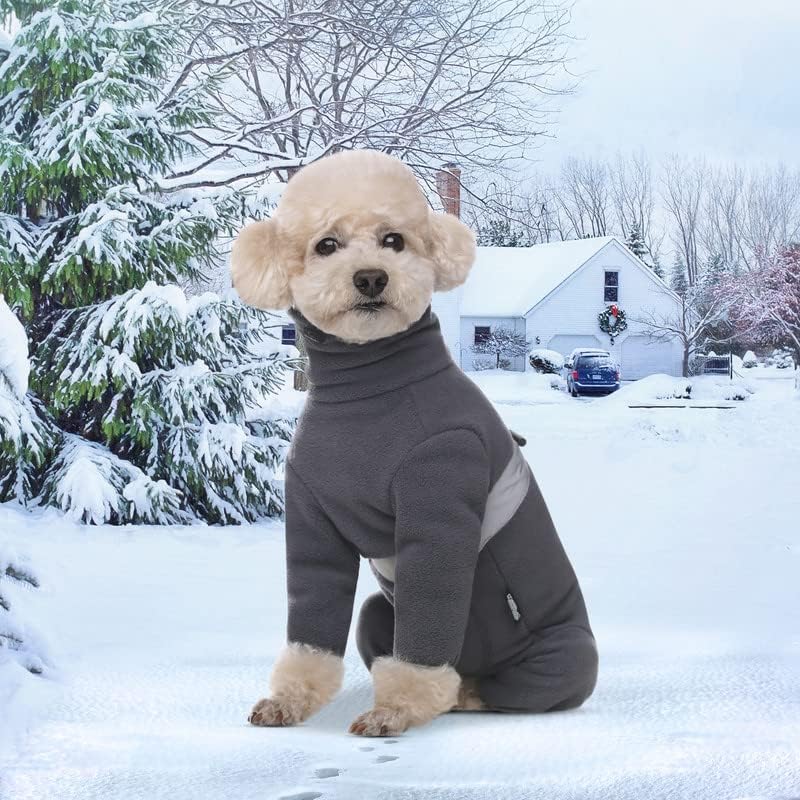 AITOLI Polar Fleece Dog Pajamas worn in home demonstrates soft warmth and comfort.