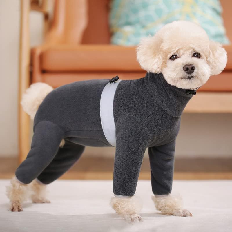 AITOLI Polar Fleece Dog Pajamas zipper detail for secure fit during chilly walks.