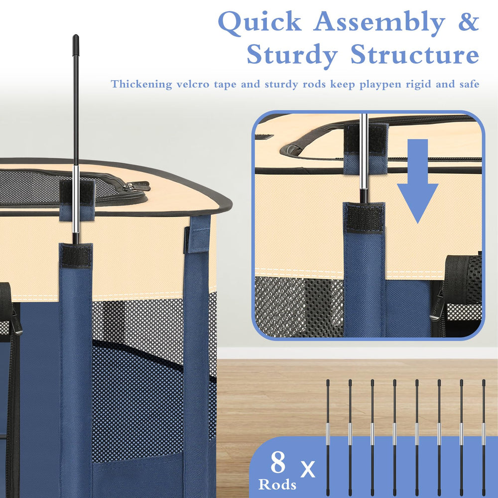 Aivituvin dog playpen with 360-degree mesh for improved airflow and visibility.